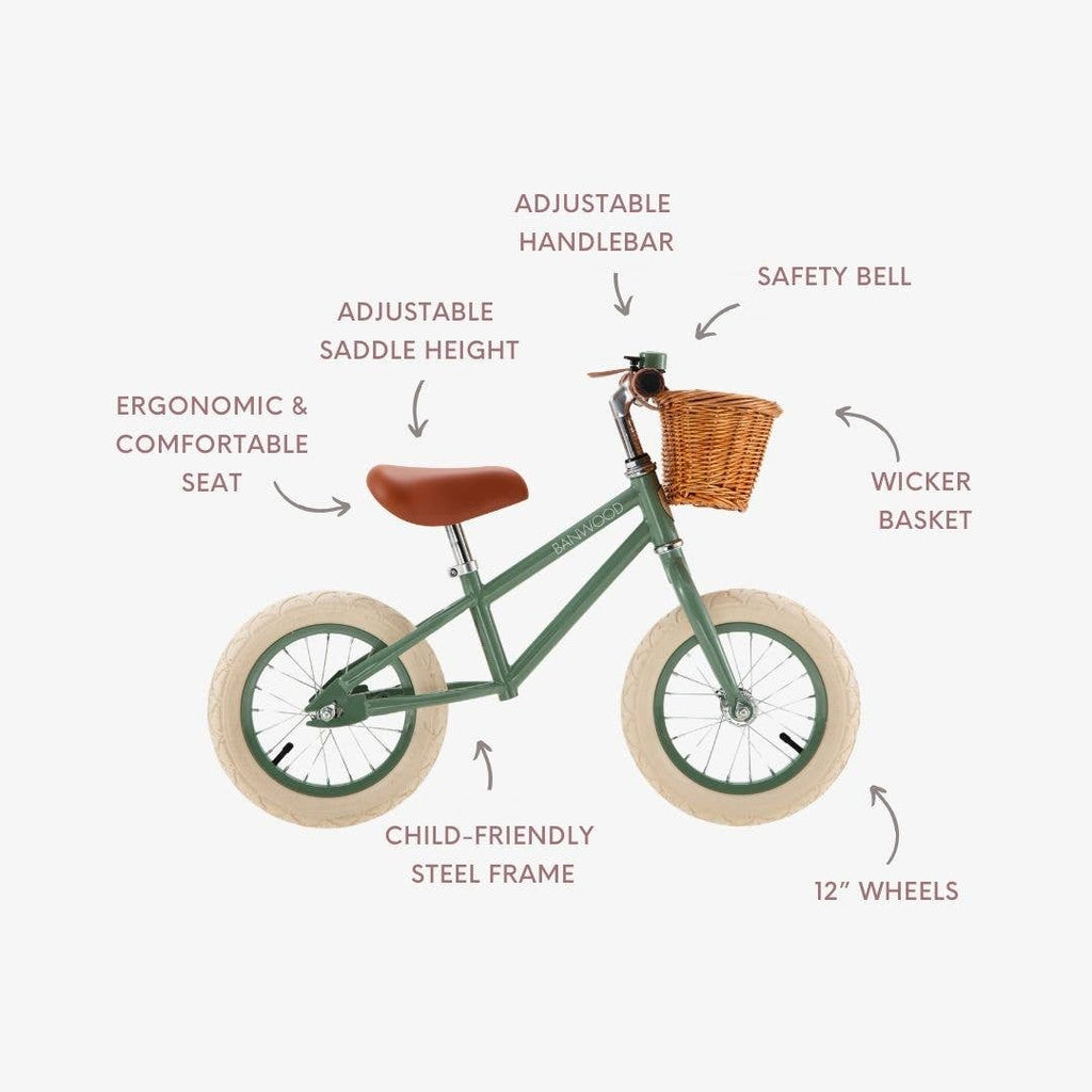 Banwood Laufrad First Go Vintage – Forest Grün