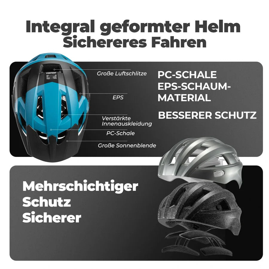 ROCKBROS Trail Fahrradhelm mit Sonnenvisier – MTB Helm