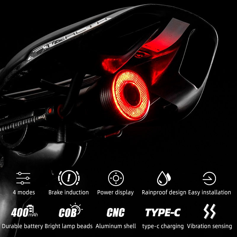Rockbros Q5 Fahrrad Rücklicht mit intelligentem Stoppsystem, Schwarz