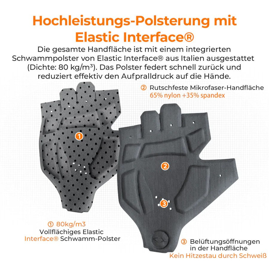 Halbfinger Fahrradhandschuhe mit Elastic Interface®