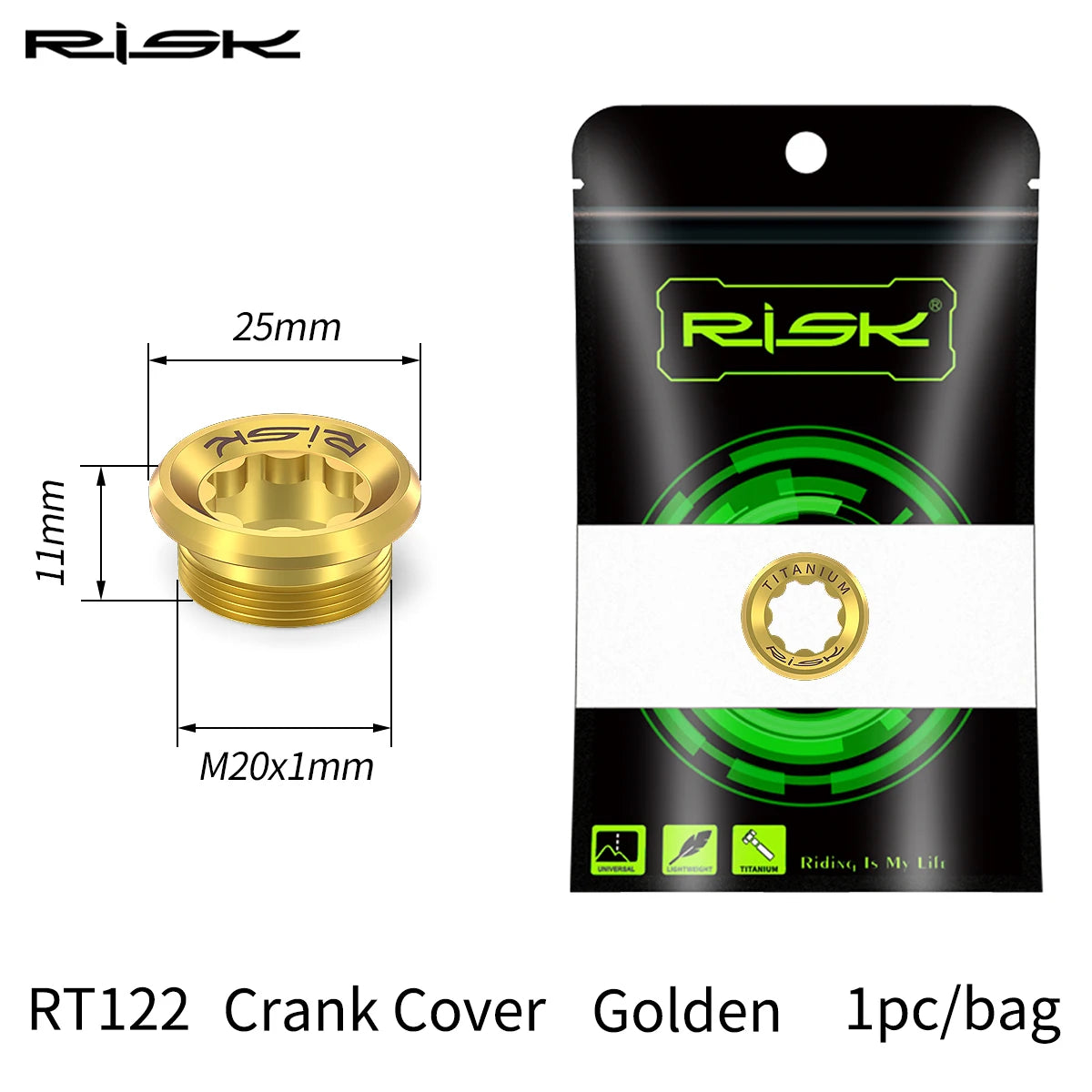 RISK Titan Kurbelschrauben Set RT020 & RT122 – M6x18 & M20x8 – Ultraleicht für Shimano XT, XTR, SLX, Deore