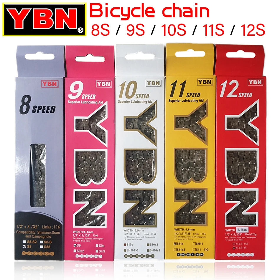YBN Fahrradkette 9-12 Fach -Leicht, langlebig & präzise