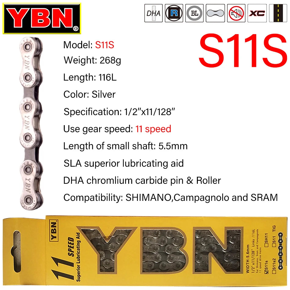 YBN Fahrradkette 9-12 Fach -Leicht, langlebig & präzise
