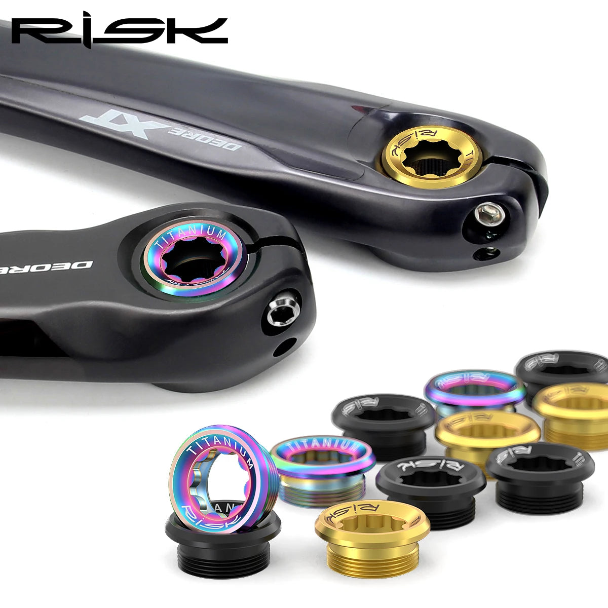 RISK Titan Kurbelschrauben Set RT020 & RT122 – M6x18 & M20x8 – Ultraleicht für Shimano XT, XTR, SLX, Deore