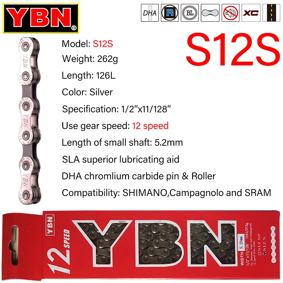 YBN Fahrradkette 9-12 Fach -Leicht, langlebig & präzise