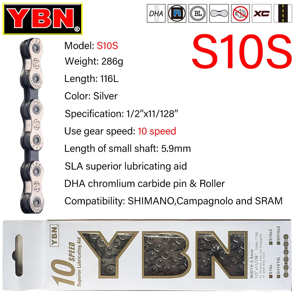 YBN Fahrradkette 9-12 Fach -Leicht, langlebig & präzise
