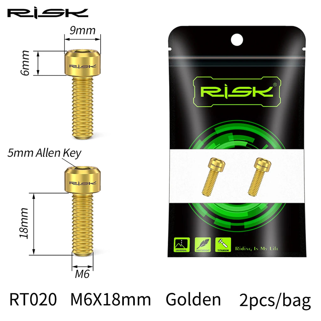 RISK Titan Kurbelschrauben Set RT020 & RT122 – M6x18 & M20x8 – Ultraleicht für Shimano XT, XTR, SLX, Deore