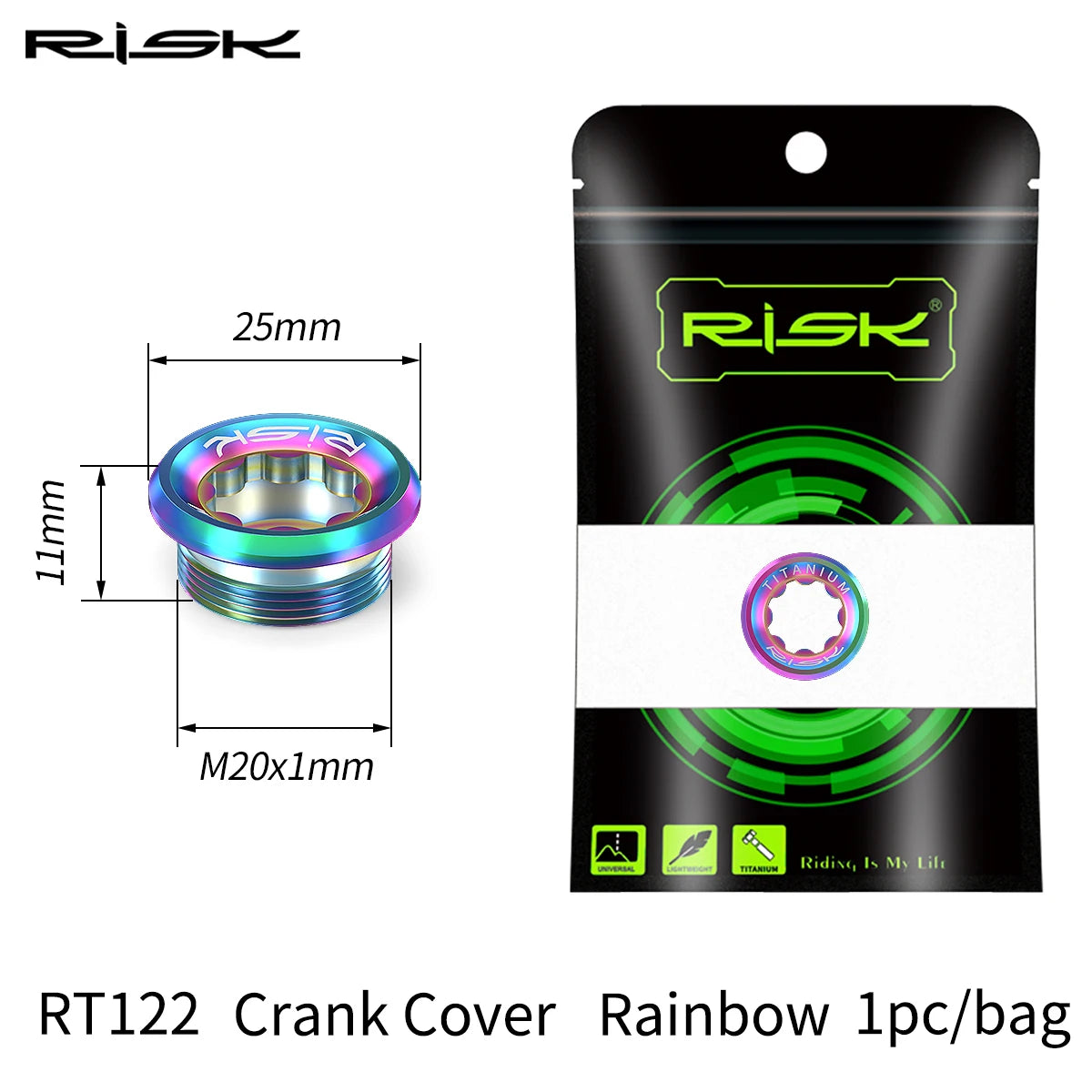 RISK Titan Kurbelschrauben Set RT020 & RT122 – M6x18 & M20x8 – Ultraleicht für Shimano XT, XTR, SLX, Deore