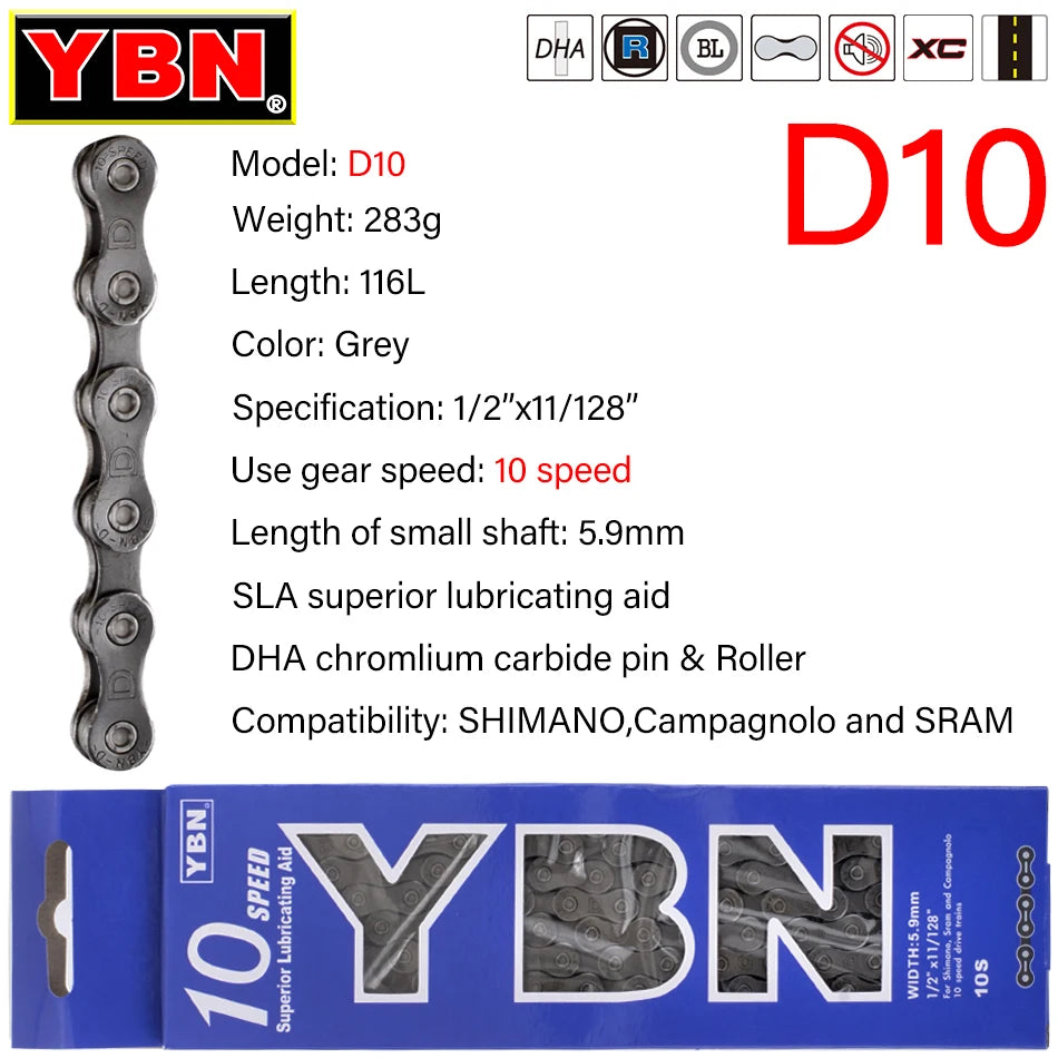 YBN Fahrradkette 9-12 Fach -Leicht, langlebig & präzise